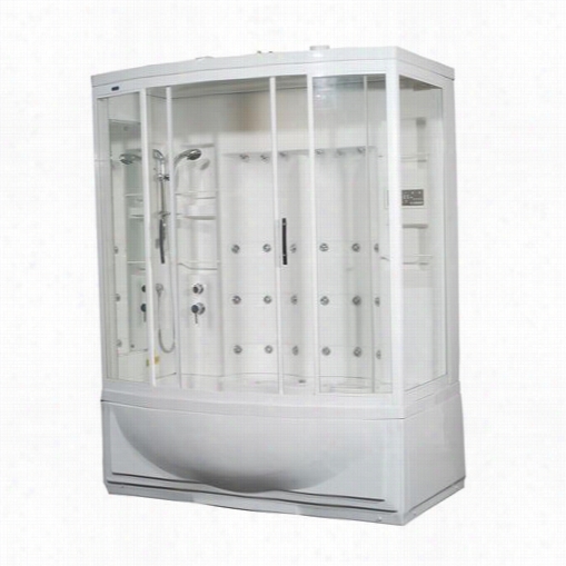 Aston Zaa210-l 68"" X 41""x  86&quoot;&qupt; Left Hand Steam Sower Enclosure Whirlpool Bbath With 24 Body Jets In White