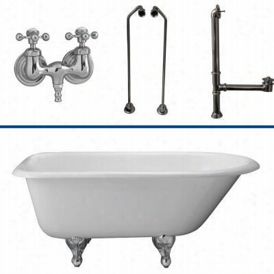 B Arclay Tkctr67-cp7 67"" Cast Iron Tub Kit In Chrome With Metal Cross Handle S Tub Filler