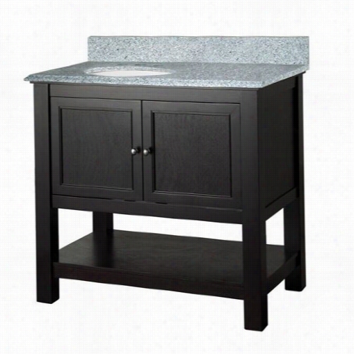 Foremost Gaeana3722lb Gazette 37"" Vanity In Darkk Espresso With Napoli Granite Top And Left Offset Basin - Vanity Top Included