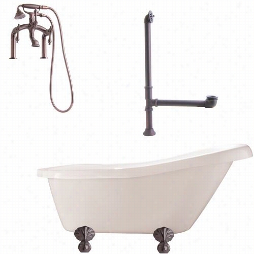 Giagni Lh3-orb Hawthorne 60"&quo; White Slipper Tub With Dck  Monut Faucet In Oil Rubbed Brone