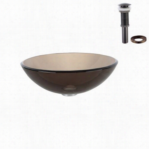 Kraus Gv-103-orb Clear Br Own Glass Vessel Sikn With Pop Up Drain And Mounting Ring In Oil Rubbeed Bronze