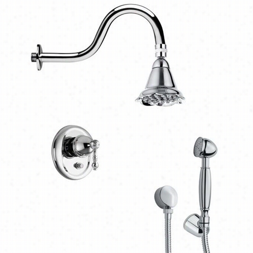 Remer By Nameek's Sf6101 Orsino 4-5/7"" Round Contemporary Showwer Faucet Set In Chrome Ith Hnd Shower And 6-1/9""h Diverter