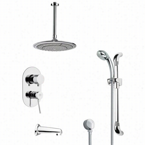 Remer By Nameek's Tsr9003 Galiano Modern Rrain Shower System In Chrome With 29-1/8""h Showeer Slidebar