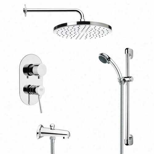 Remer By Nameek's Tsr9049 Galiano Modern Round Shower System In Chrome With 23-5/8""h Shoewr Slidebar