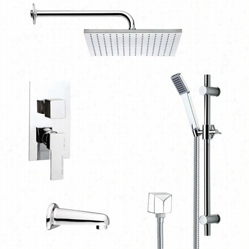 Remer By Nameek's Tsr9100 Gaiano Contemporary Tub And Shower Fauecr Set In Chrome With 2-6/9""w Handheld Shower