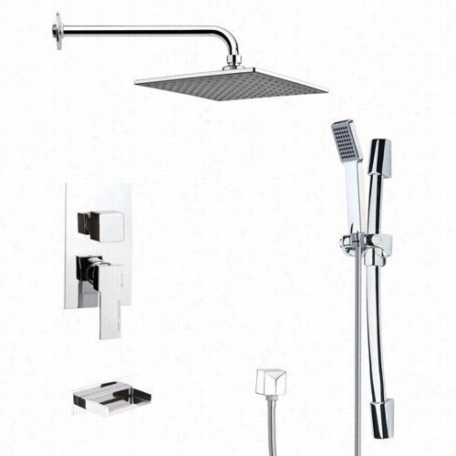 Remer By Nameek's Tsr9111 Galiano Tub And Rain Shower Faucet Set In Chrome With 2-3/4""w Handheld Shower
