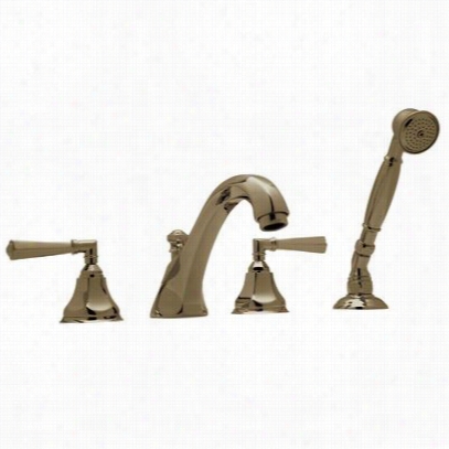 Rohl A1 904xmtcb County Bath Palladian 4 Hole Deck Moun Ttuh Filler In Tuscan Brass With Handdshower And Cross Handle
