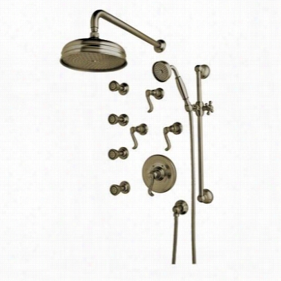 Rohl Akit76lm-tcb Country Bath Alessandria Shower System In Tuscan Brass Witth Metal  Leevr Handle