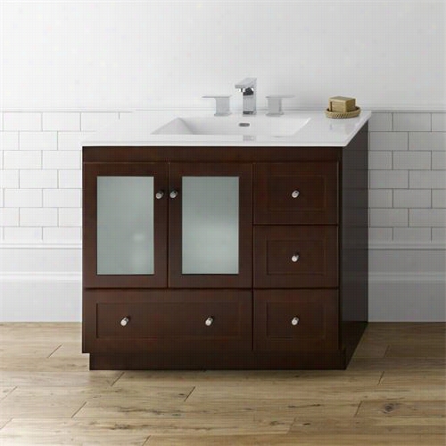 Ronbow Shaker-36in-vanity Modular 36& Quot;&quit; Shaker Vanity In Darrk Cherry (perfect Set) - Vanity Top I Ncluded