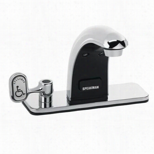 Spezkman S-8719 Sensorflo Battery Powered Single Basin Faucet With 4"" Deck Platte And Manual Override