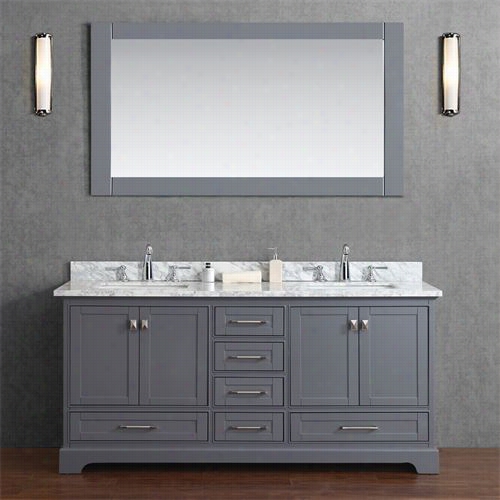 Stufurh Ome Hd-713g0-72-cr Newport 72"" Double Sink Bathroom Van Ity With Mirro R- Vanity Top Included