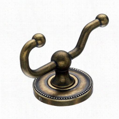 Top Knobs Ed2gbza Edwardian Bath Double Hook With Beaded Backplate In Greman Bro Nze