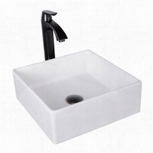 Vig Vgt1002 Bavaro Composite Vessel Sink And Linus Bathroom Vessel Faucet In Matte White/antique Rubbed Bronze With Opp Up