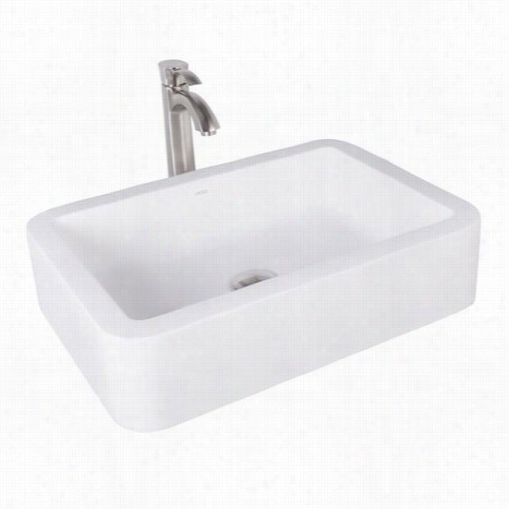 Vigo Vgt1008 Navagioc Omposite Vessel Sink And Otis Bathroom Vessel Faucet In Matte White/brushed Nickel