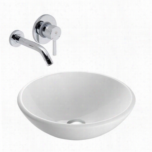 Vigo Vgt21olus White Phoenix Rock Glass Vessel Sink With Walk Mount Faucet