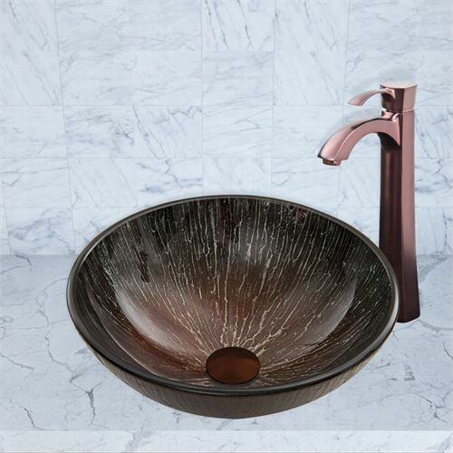 Vigo Vgt855 Enchanted Earth Glass Vessel Sink And Oti Fa Ucet Set In Oil Rubbed Bronze