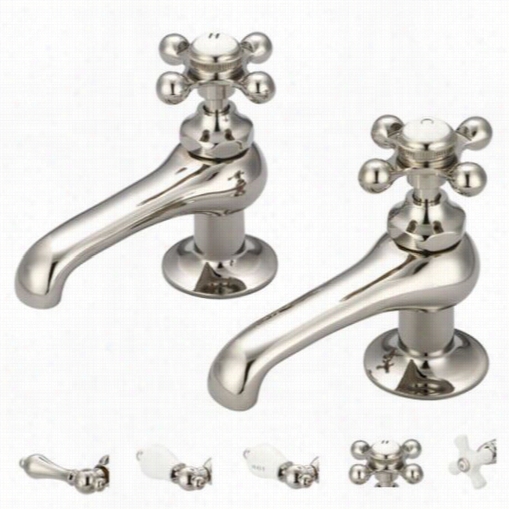 Sprinkle And Calender  Creation F1-0003-02 Vintage Classic Basin Cocks Lavatory Faucet In Brushed Nickel