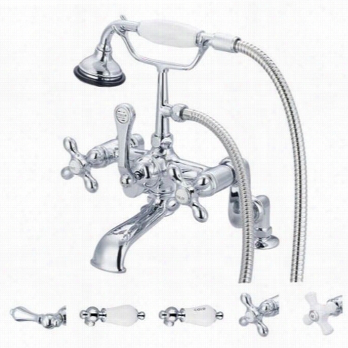 Water Creation F6-0008-01 Vintage Classic Adjustable Center Deck Mount Tub Fauce With Handheld  Shower In Polihed Chrome