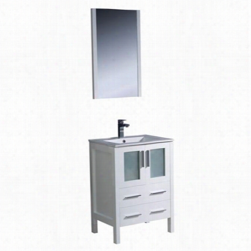 Fresca Fvn6224wh-uns Torino 24"" Modern Bathroom Vanity In White With Undermount Sink - Vanity Top Included