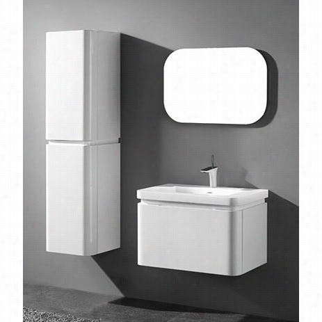 Madeli B930-30002-gw-xte1820-30-110-wh Euro 30"&quo T; Vanity In Gl Ossy White With Xstone Glossy White Single Faucet Hole  Solid Sruface Top