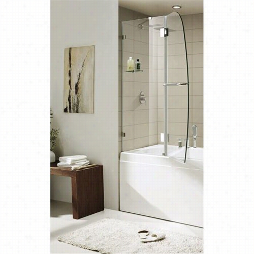 Paragon Bath 0asbs02-w-sp01 Auror Alux-e Premium 3/8quot;" Thick Clear Temperedd Goass  Frameless Shower Door In Chrom E