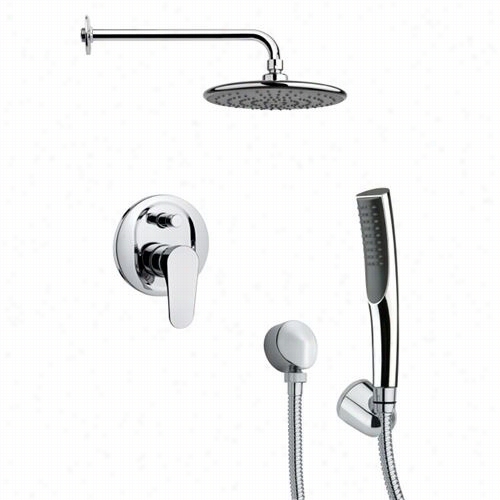 Remer From Nameek's Sfh6158 Orsino 2-3/5"" Sleek Shower Faucet In Chrome With Handheld Shower And 7""h Diverter