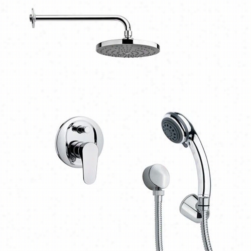 Remer By Nameek's Sfh6167 Orsino 2-3/5"" Riund Contemporary Shower System In Chrome By The Side Of 5-1/ 3""h Diverter