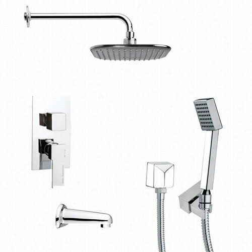 Remer By Nameek's Tsh4034 Tyag Square Tub And Showsr Faucet In Chrome With 3-1/3""w Handheld Shower