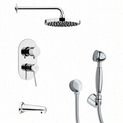 Remer  By Namee K's Tsh4141 Tyga Sleekround Tub And Showeer Faucet In Chrome With Hand Shower