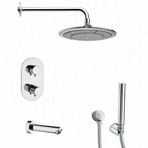 Remer By Nameek's Tsh4408 Tyga Thermostatic Tub And Shower Faucet In Chrome With 4""w Handheld Shower