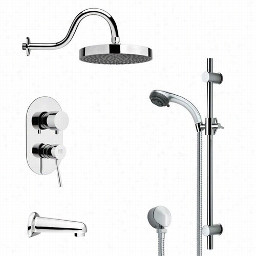 Remsr Along Nameek's Tsr9060 Galiano Sleek Tub And Rain Shower Faudet Set Inc Hrome With 3-1/3""w Shower Slidebar