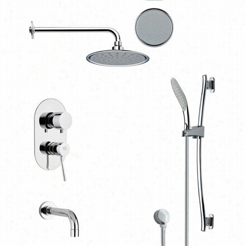 Remer By Namees' Tsr9138 Gapiano Round Tub And Rzin Shower Faucet Set In Chrome With 1""w Handheld Shower