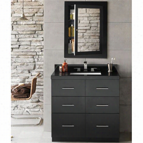 Ronbow 090936-b02  Lassen 36"" Strawboard Vaity Cabinet Withh 3 Drawers In Black