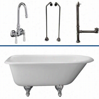 Barclay Tkctr60-cp9 60"" Cast Iron Tub Violin  In Chrome With Goo Seneck Spout Tub Filler And Tub Supplies