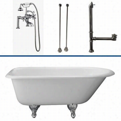 Barclay Tkctr7h60 60&quo T;" Cast Iron Tub Kit Metal Cross Handles Tub Filler With Handshower