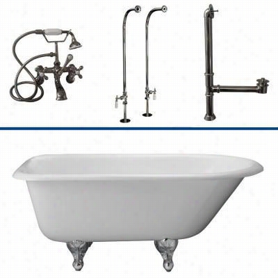 Barclay Tkctrn60 60"&qout; Cast Iron Tub Kit With Metal Cross Handles Tub Filler And Hadshowwer