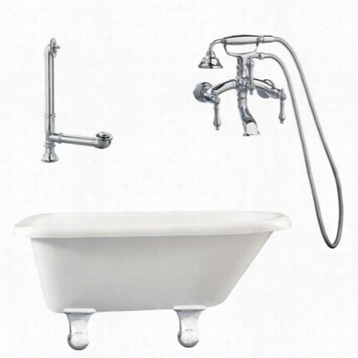 Giagni Lb1-pc Brighton 60"" Of A ~ Color Roll Top Tub With Wall Mount Faucet In Polished Chrome