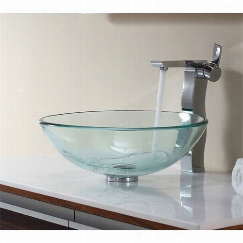 Kraus C-gv-101-12mm-14600ch Clear Glass Vessel Sink And Sonus Faucet In Chrome