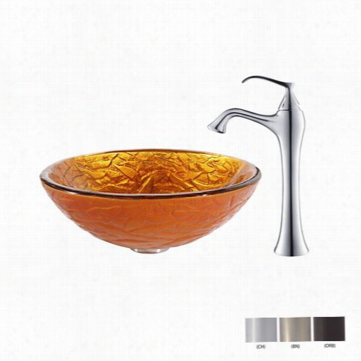 Kraus C-gv-392-19mm-150 00 Blaze Glass Vessel Reduce And Ventus Faucet