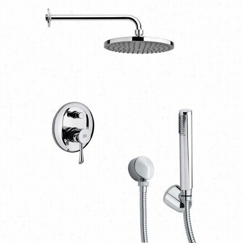 Remer By Nameek's Sfh6151 Orsino 2-3/5"" Round Shower Fauet Ste In Chrome With Handheld Shower And 12-3/5""h Diverter
