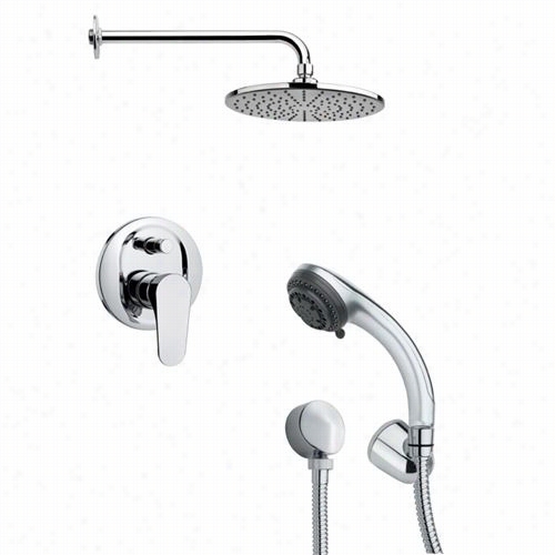 Remer By Nameek's Sfh6156 Orsino 2-3/5"" Sleek Roun Shower System In Chrome With 7""h Diverter