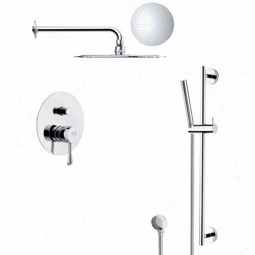 Remer By Nameek's Sfr7124 Rendino Recent Round Rain Shower Faucet Est In Chrome With 23-5/8""h Shower Slidebar