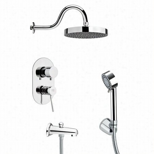 Rejer By Nameek's Tsh4063 Tyga Round Smooth Tub And Shower Faucet Set In Chrome With Hand Shower