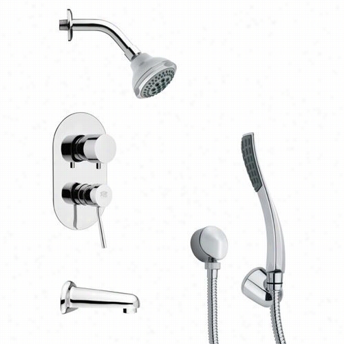 Remer By Nameeek's Tsh4176 Tyga Round Sleek Modern Shower A Whole  In Chrome Through  8-1/3""w Tub Spout