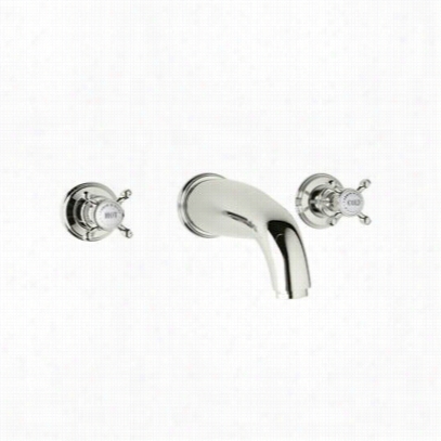 Rohl U.3801x-pn Edwardian 3 Hole Concealed Wall Tub Set In Polished Nike With Cross Handle