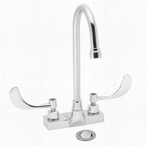 Speakman Sc-3084 Commander Centerset  Bathroom Faucet With 3-3/4""d Spread Gooseneck Nozzle, 4"" ;wrist Blade Handlees And Straine Drain A Ssembly