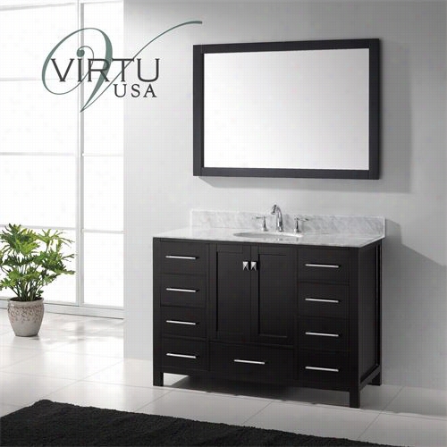Virtu Usa Gs-50048-wmro Caroline Avenue 48"" Single Round Sink Bathroom Vanity With Italian Carrara White Marble Countertop - Vanity Top  Included