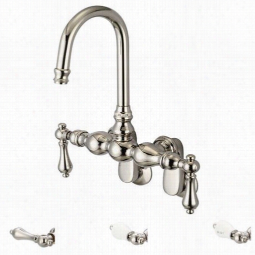 Water Creation F6-0015-05 Vintage Classic Adjustables Pread Tb Faucet By The Side Of Gooseneck Spirit And Sivel Wall Connector In Polished Nuckel