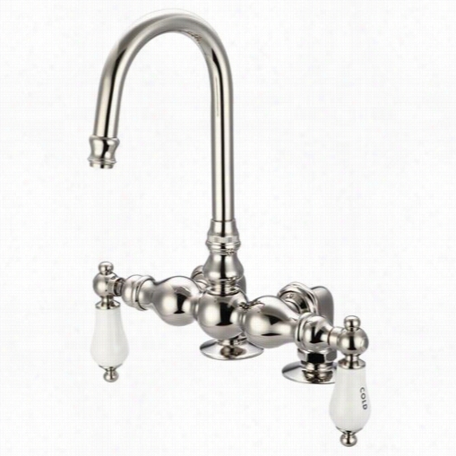 Water Creation F6-0016-05 Vintage Classic 3-3/8"" Center Deck Mount Tub Faucet With Goosenck Spout And 2&quo;&qot; Risers In Polished Nickel