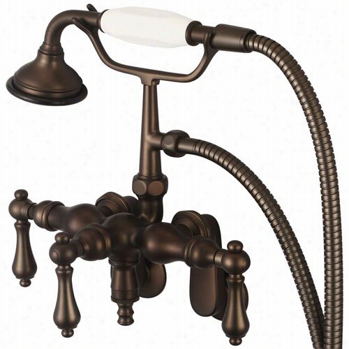 Water Creation F6-0018-03 Vintage Classic Adjustablecenter Wall Mount Tub Faucet With Down Spout, Swivel Wall Connector And Handheld Shower Inoil Rrubbed Bronz